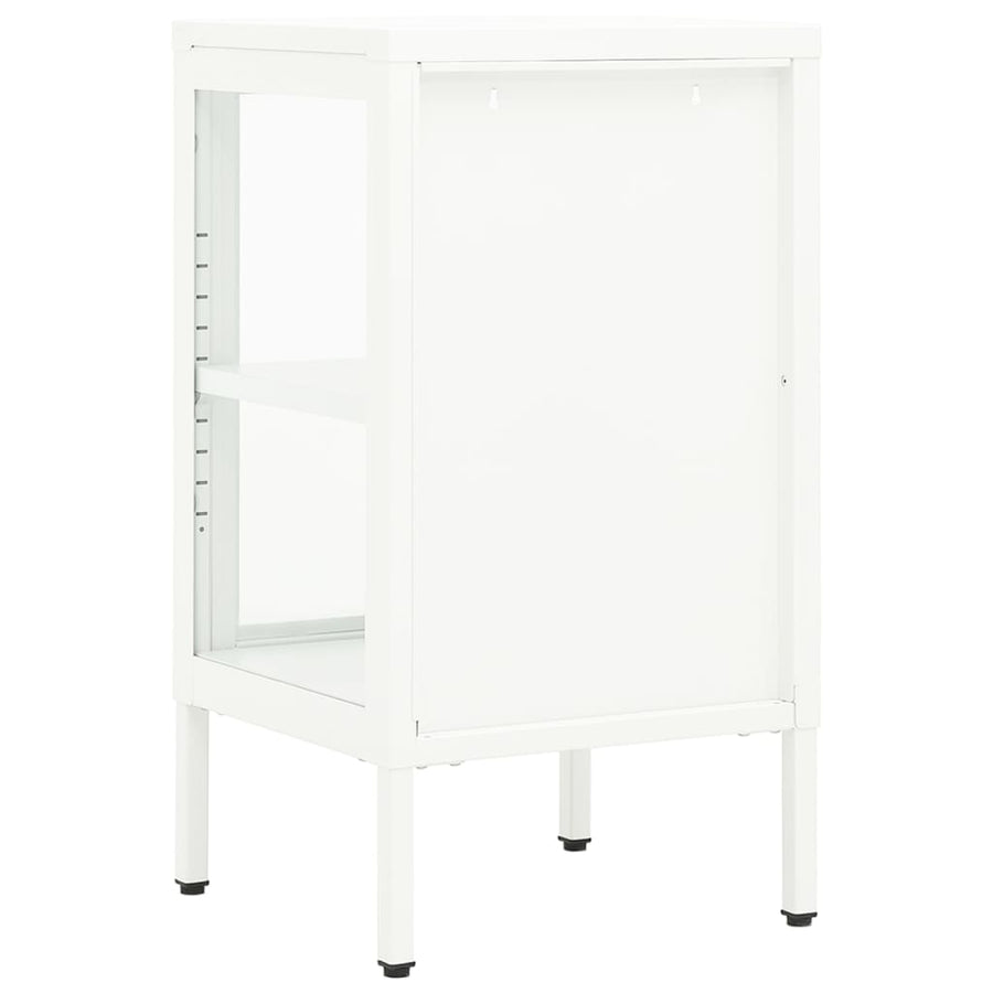 Dressoir 38X35X70 Cm Metaal En Glas Wit