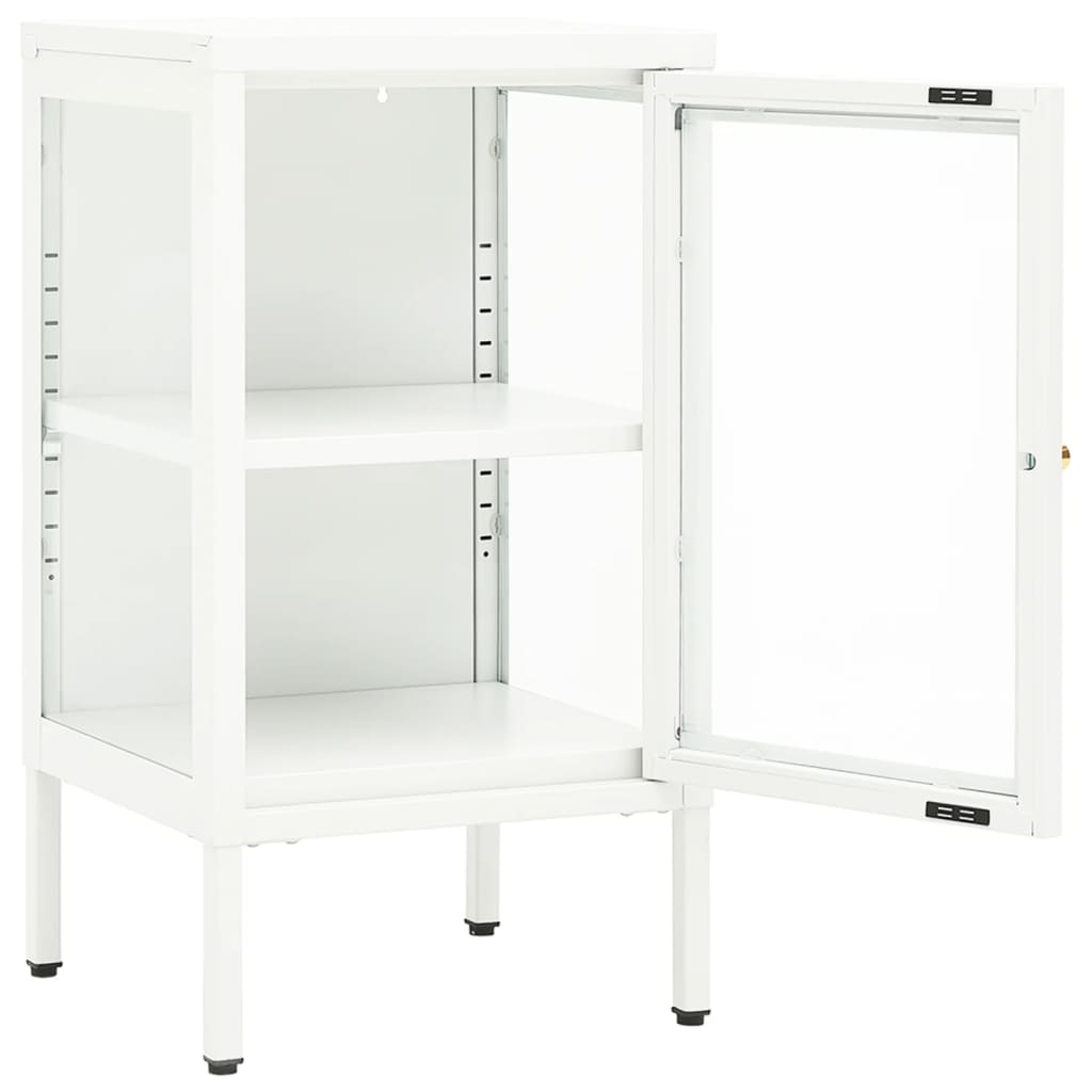 Dressoir 38X35X70 Cm Metaal En Glas Wit