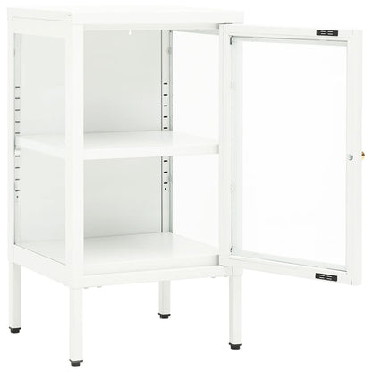 Dressoir 38X35X70 Cm Metaal En Glas Wit