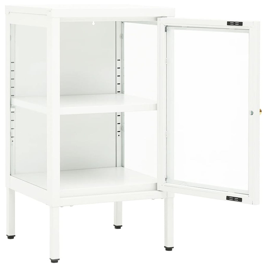 Dressoir 38X35X70 Cm Metaal En Glas Wit