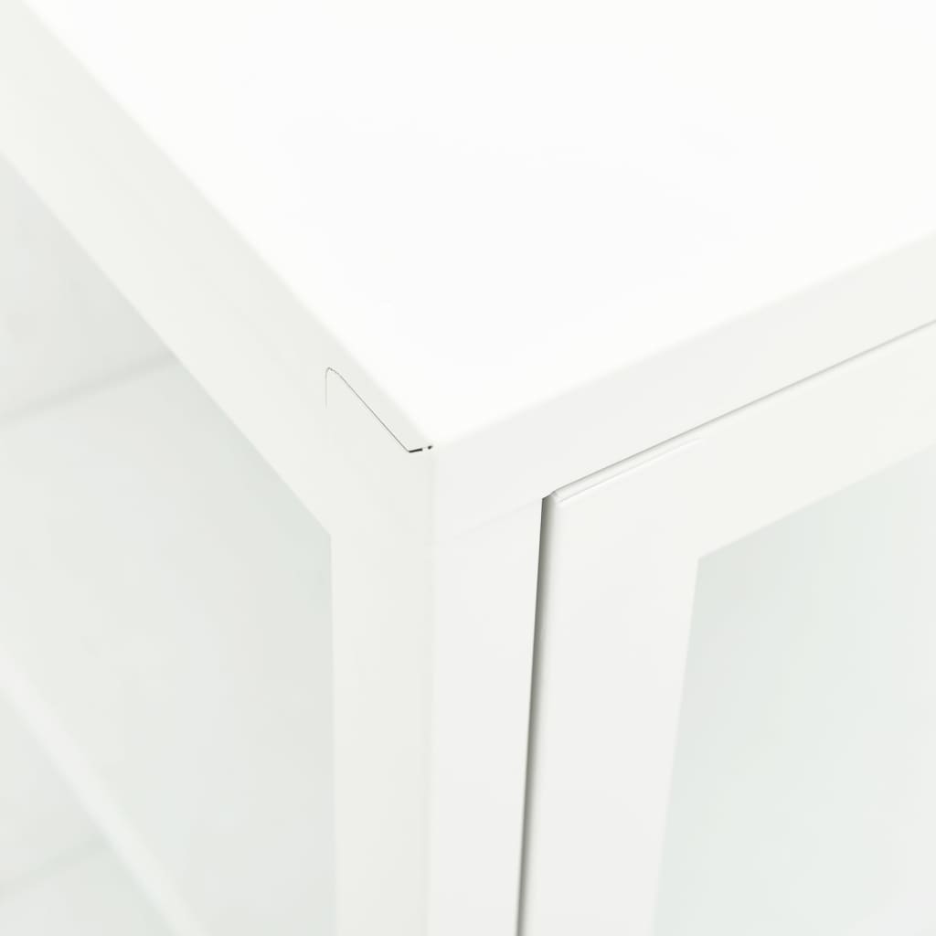 Dressoir 38X35X70 Cm Metaal En Glas Wit
