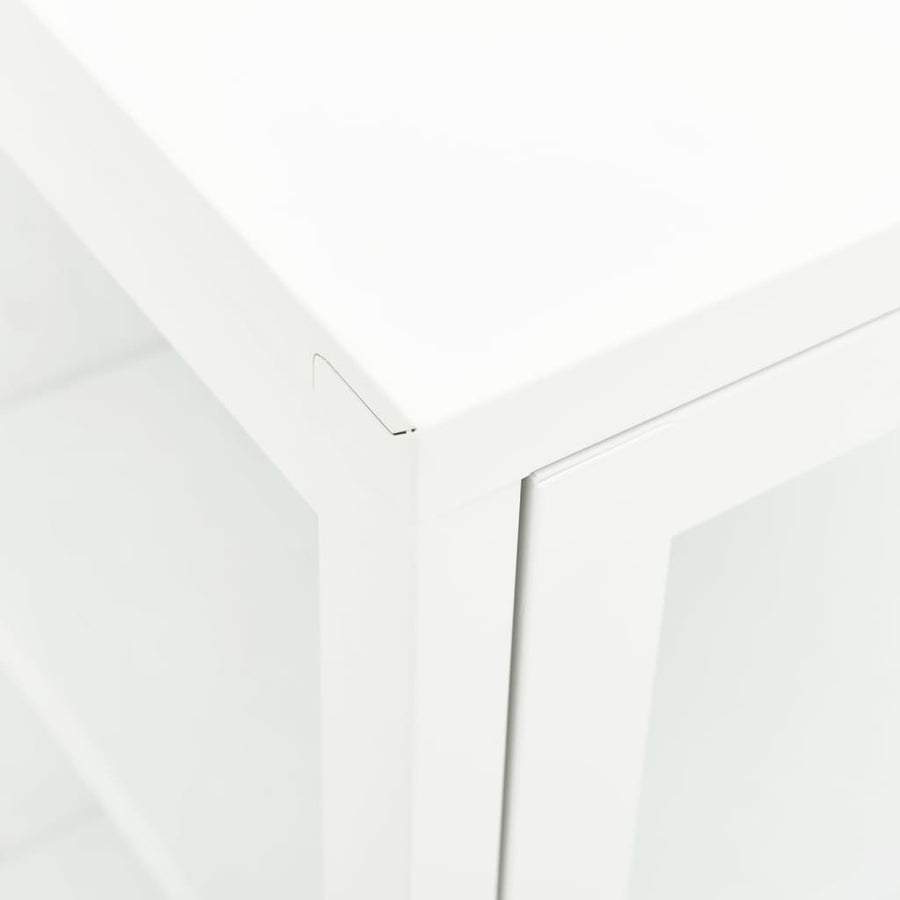Dressoir 38X35X70 Cm Metaal En Glas Wit