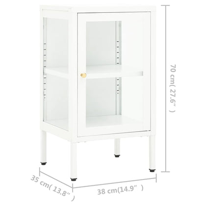 Dressoir 38X35X70 Cm Metaal En Glas Wit