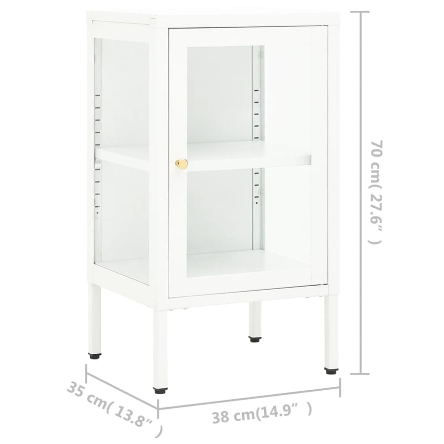 Dressoir 38X35X70 Cm Metaal En Glas Wit