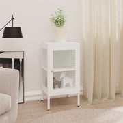 Dressoir 38x35x70 cm metaal glas wit