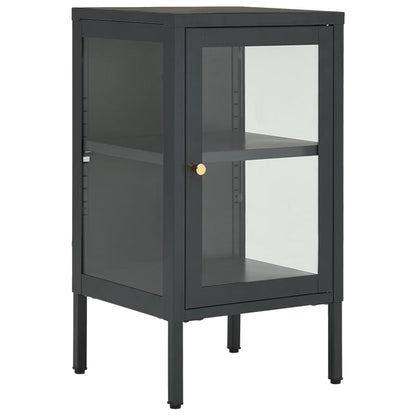 Dressoir 38X35X70 Cm Staal En Glas Kleurig Antraciet