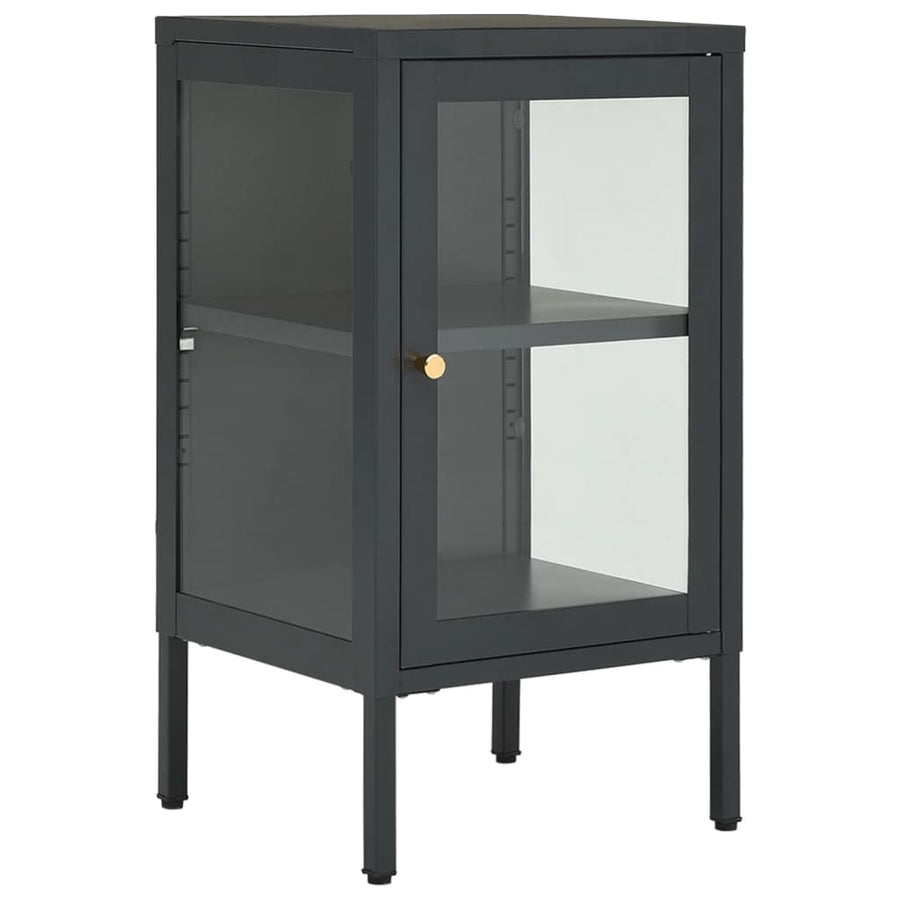 Dressoir 38X35X70 Cm Staal En Glas Kleurig Antraciet