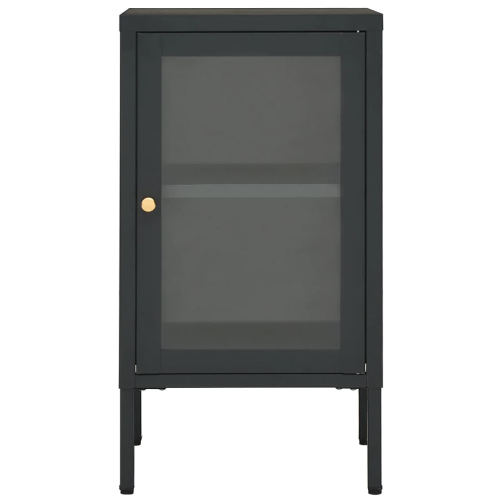 Dressoir 38X35X70 Cm Staal En Glas Kleurig Antraciet