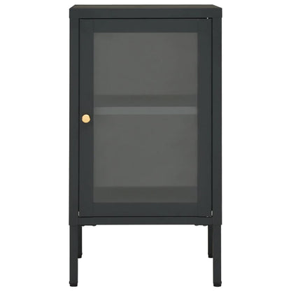 Dressoir 38X35X70 Cm Staal En Glas Kleurig Antraciet
