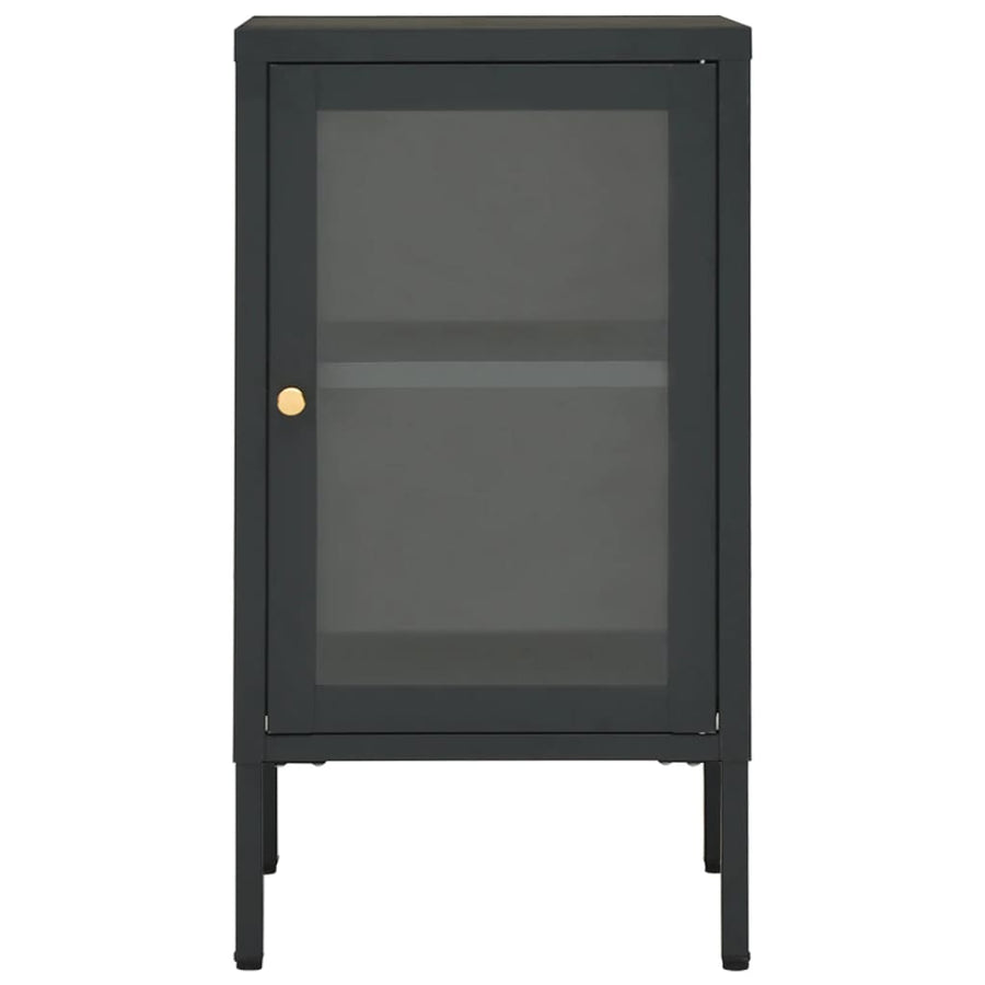 Dressoir 38X35X70 Cm Staal En Glas Kleurig Antraciet