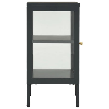 Dressoir 38X35X70 Cm Staal En Glas Kleurig Antraciet