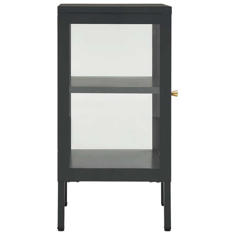 Dressoir 38X35X70 Cm Staal En Glas Kleurig Antraciet