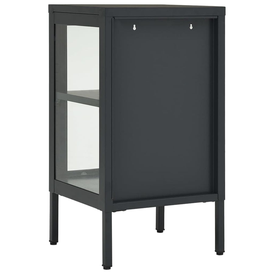 Dressoir 38X35X70 Cm Staal En Glas Kleurig Antraciet