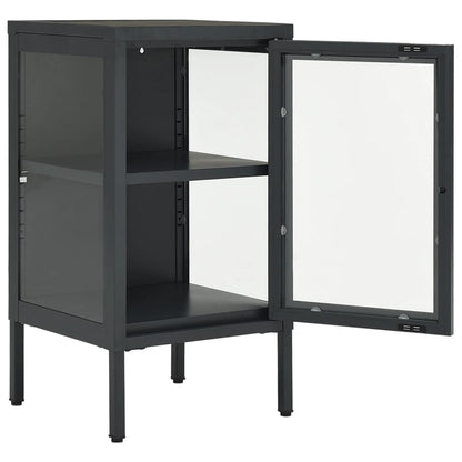 Dressoir 38X35X70 Cm Staal En Glas Kleurig Antraciet