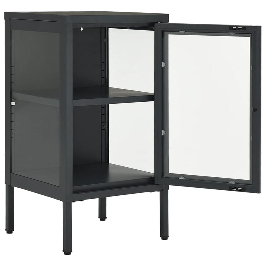 Dressoir 38X35X70 Cm Staal En Glas Kleurig Antraciet