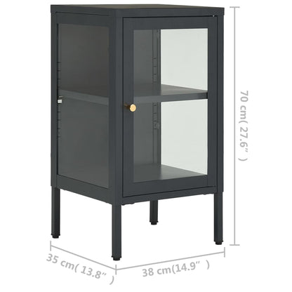Dressoir 38X35X70 Cm Staal En Glas Kleurig Antraciet