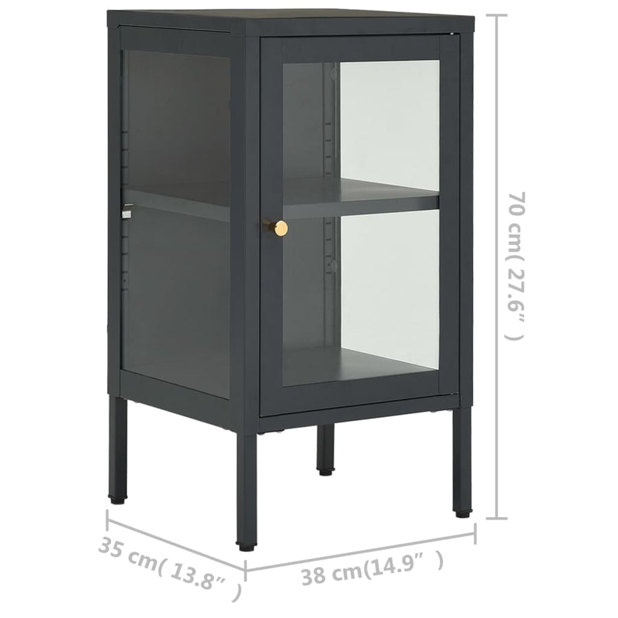 Dressoir 38X35X70 Cm Staal En Glas Kleurig Antraciet