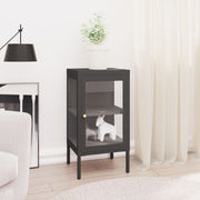 Dressoir 38x35x70 cm staal glas antraciet