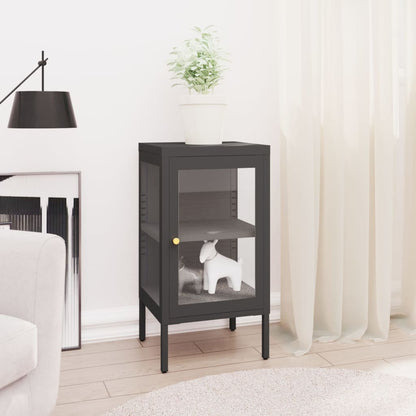 Dressoir 38X35X70 Cm Staal En Glas Kleurig Antraciet