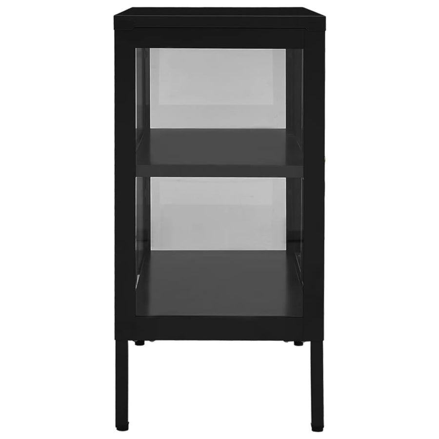 Dressoir 70X35X70 Cm Staal En Glas Zwart