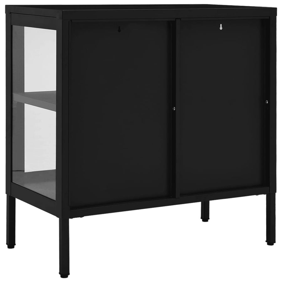 Dressoir 70X35X70 Cm Staal En Glas Zwart