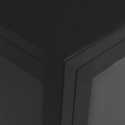 Dressoir 70X35X70 Cm Staal En Glas Zwart
