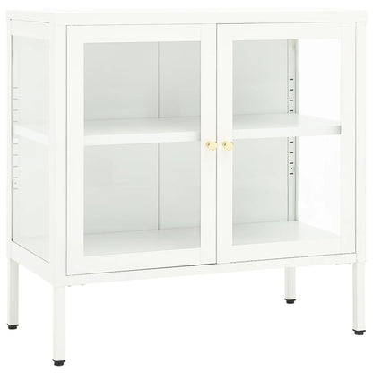 Dressoir 70X35X70 Cm Staal En Glas Wit