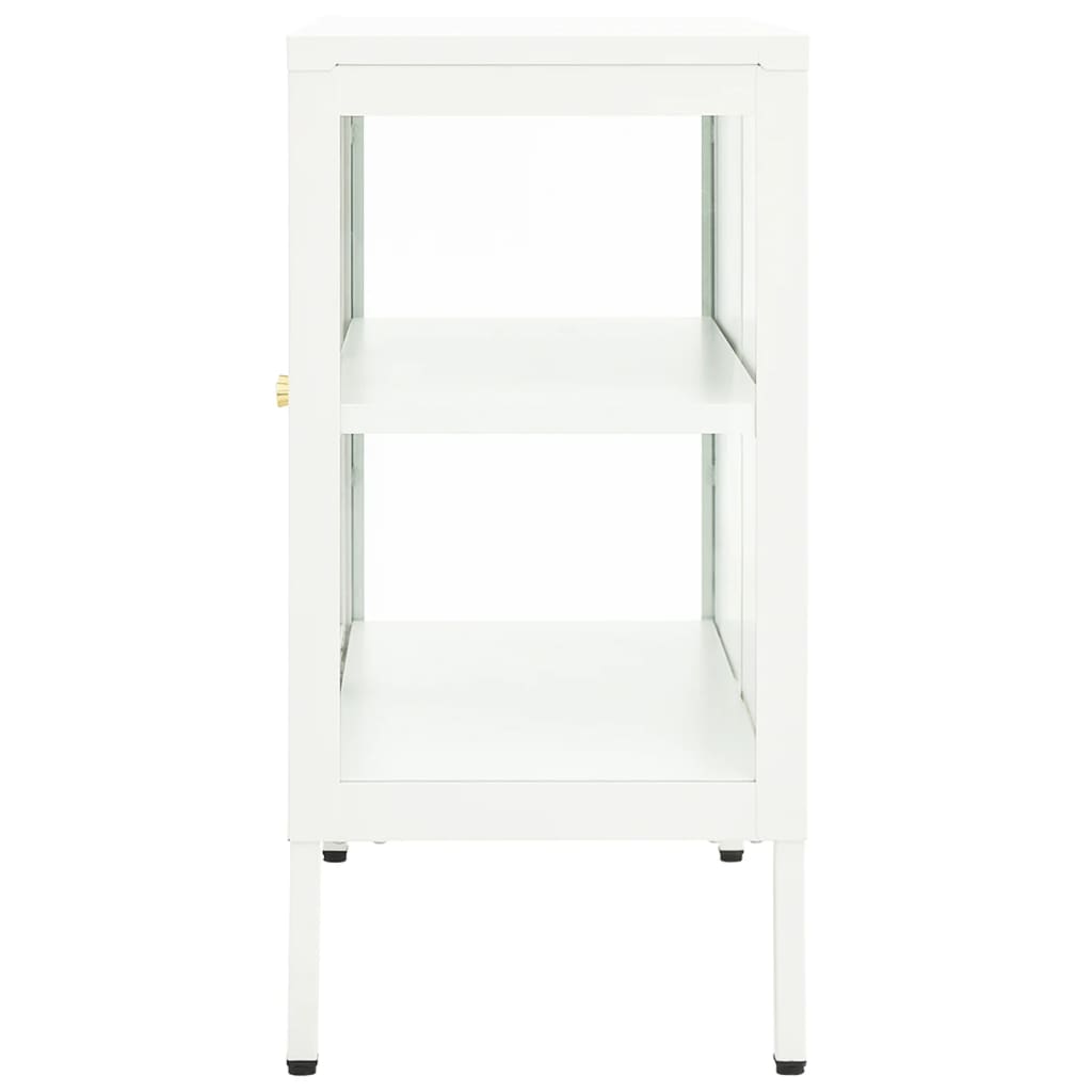 Dressoir 70X35X70 Cm Staal En Glas Wit