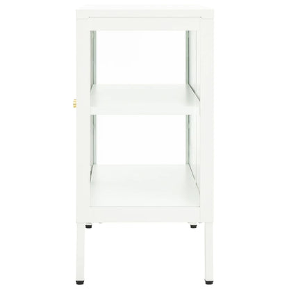 Dressoir 70X35X70 Cm Staal En Glas Wit