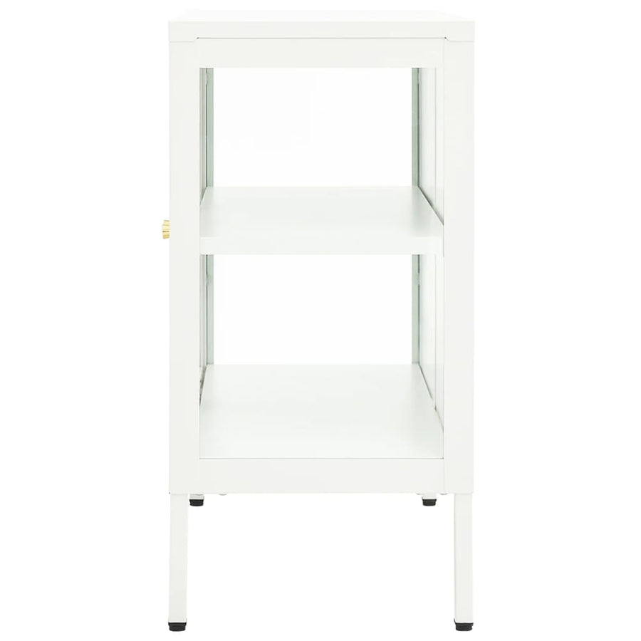 Dressoir 70X35X70 Cm Staal En Glas Wit
