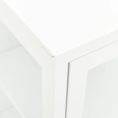 Dressoir 70X35X70 Cm Staal En Glas Wit