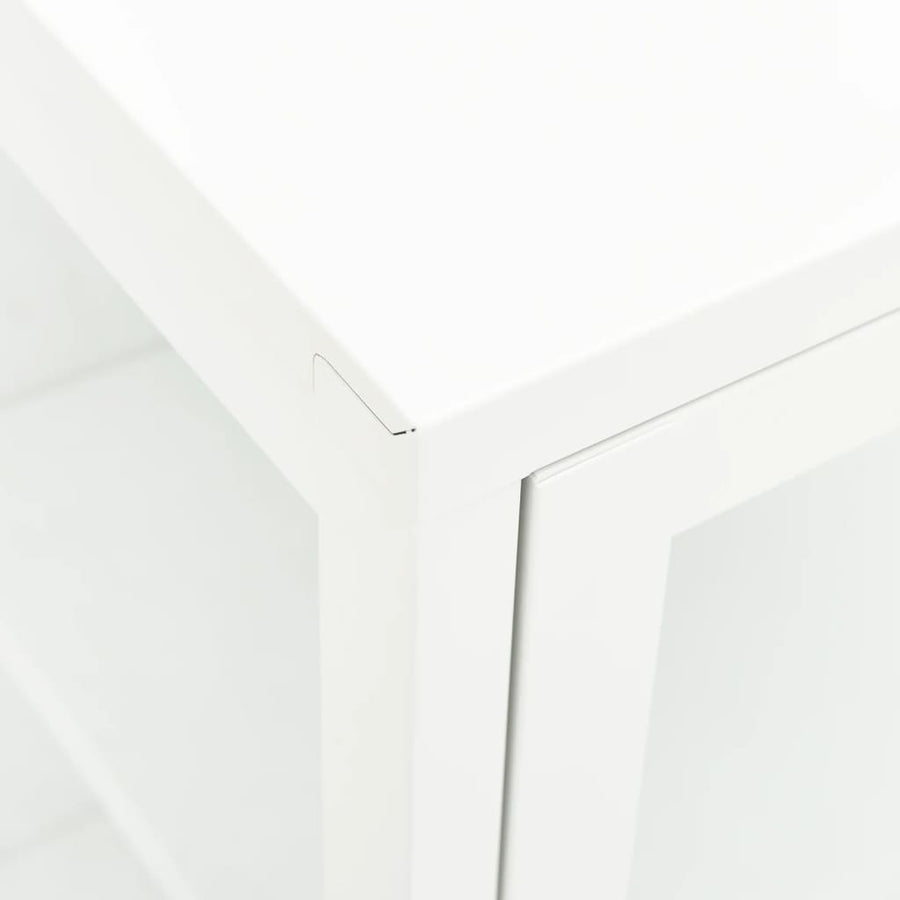 Dressoir 70X35X70 Cm Staal En Glas Wit