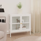 Dressoir 70x35x70 cm staal glas wit