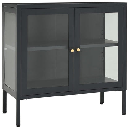 Dressoir 70X35X70 Cm Staal En Glas Kleurig Antraciet