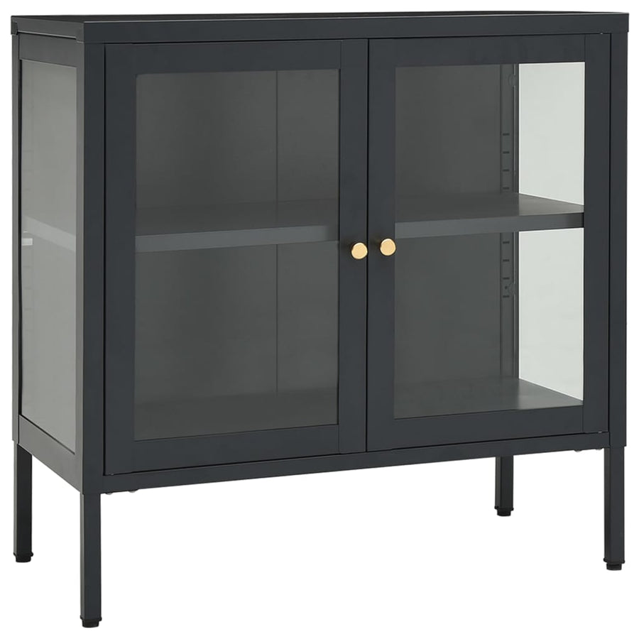 Dressoir 70X35X70 Cm Staal En Glas Kleurig Antraciet