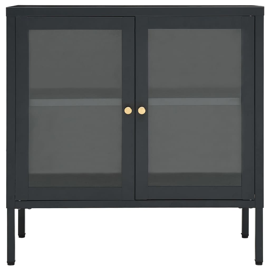 Dressoir 70X35X70 Cm Staal En Glas Kleurig Antraciet