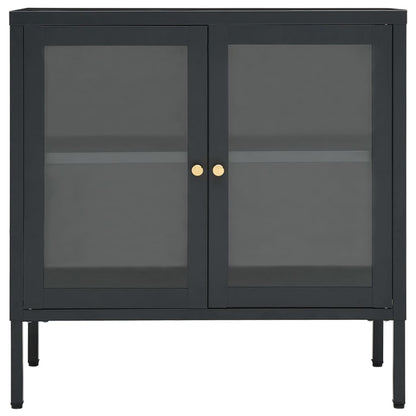 Dressoir 70X35X70 Cm Staal En Glas Kleurig Antraciet