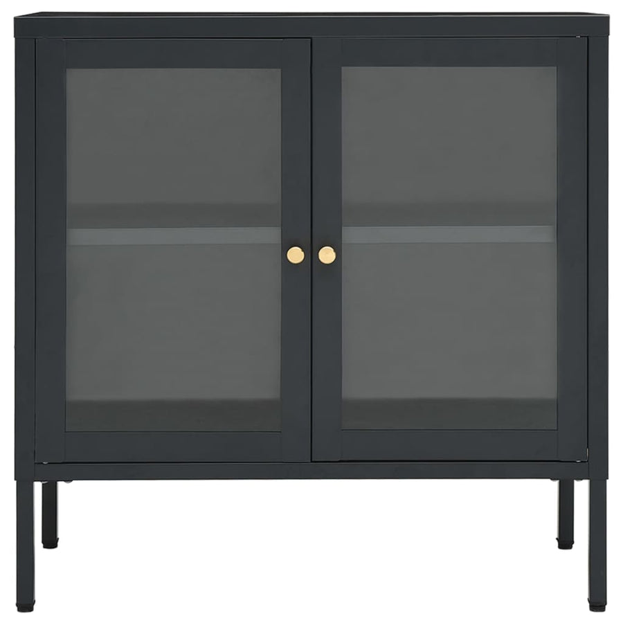 Dressoir 70X35X70 Cm Staal En Glas Kleurig Antraciet