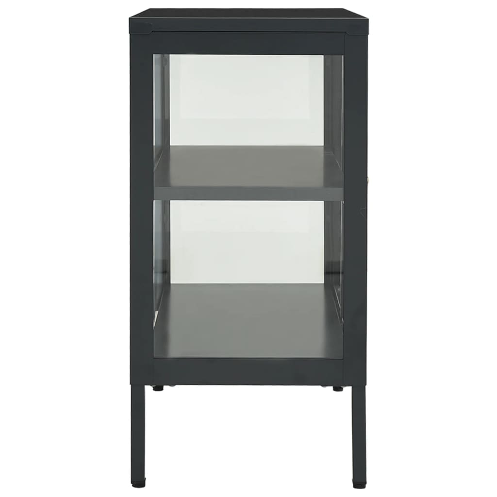 Dressoir 70X35X70 Cm Staal En Glas Kleurig Antraciet