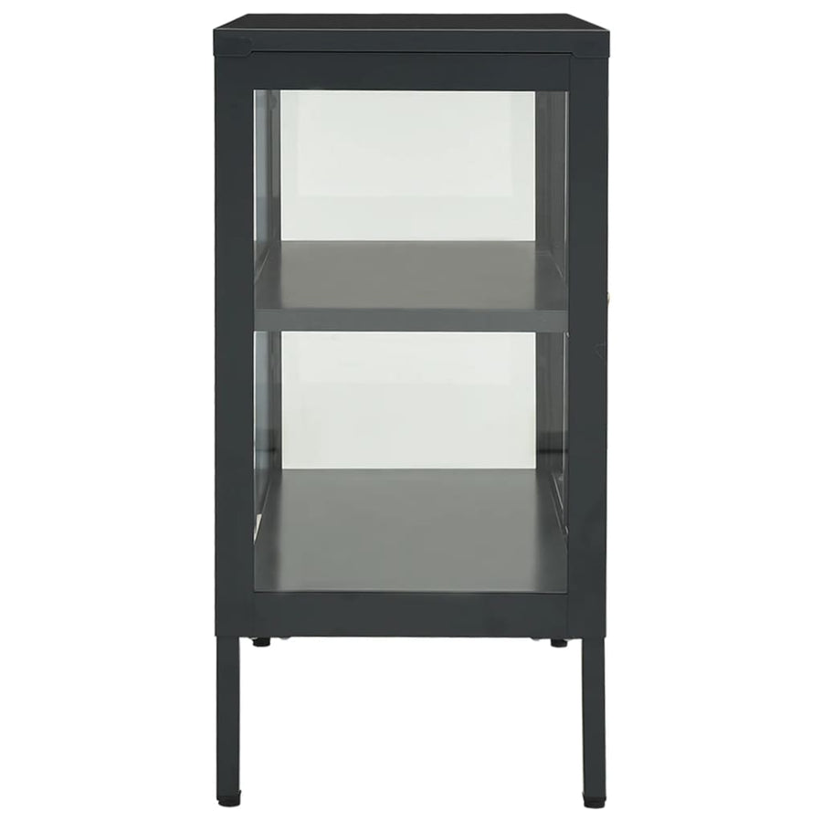 Dressoir 70X35X70 Cm Staal En Glas Kleurig Antraciet
