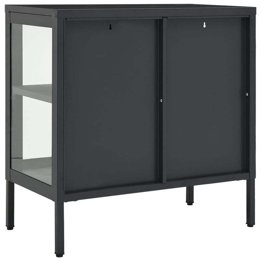 Dressoir 70X35X70 Cm Staal En Glas Kleurig Antraciet
