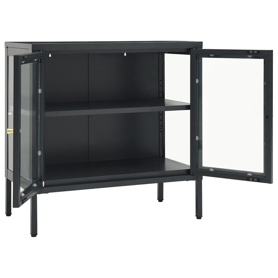Dressoir 70X35X70 Cm Staal En Glas Kleurig Antraciet