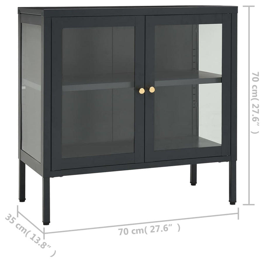 Dressoir 70X35X70 Cm Staal En Glas Kleurig Antraciet
