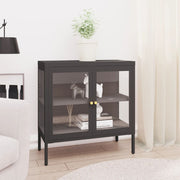 Dressoir 70x35x70 cm staal glas antraciet