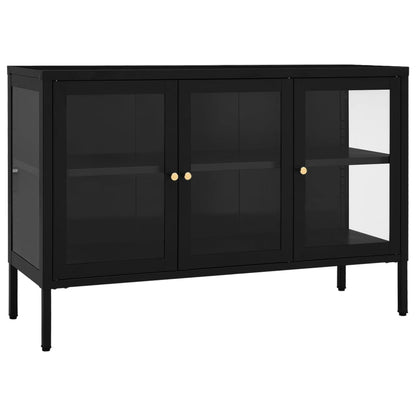Dressoir 05X35X70 Cm Staal En Glas Zwart