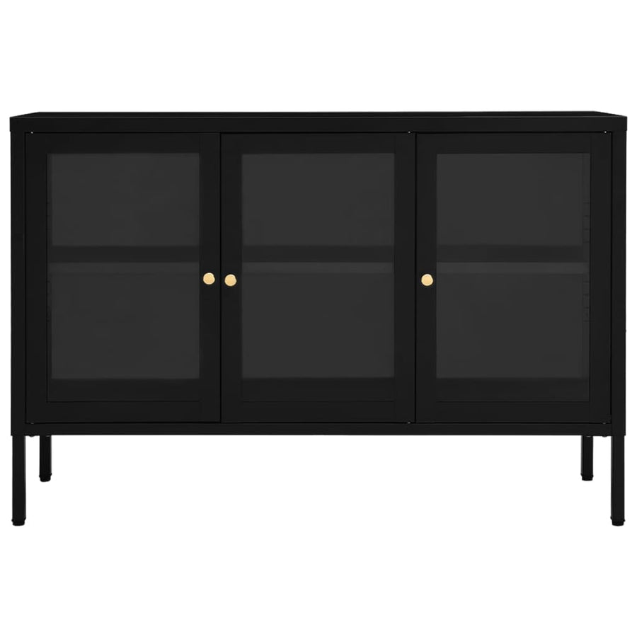 Dressoir 05X35X70 Cm Staal En Glas Zwart
