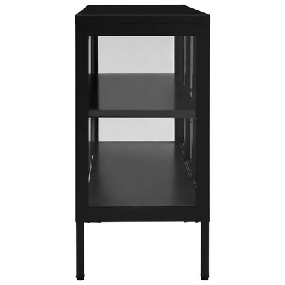 Dressoir 05X35X70 Cm Staal En Glas Zwart