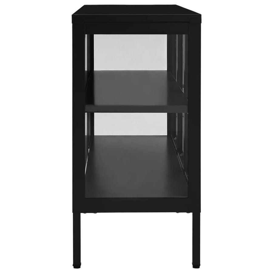 Dressoir 05X35X70 Cm Staal En Glas Zwart