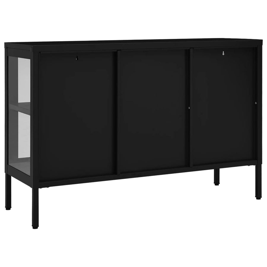 Dressoir 05X35X70 Cm Staal En Glas Zwart