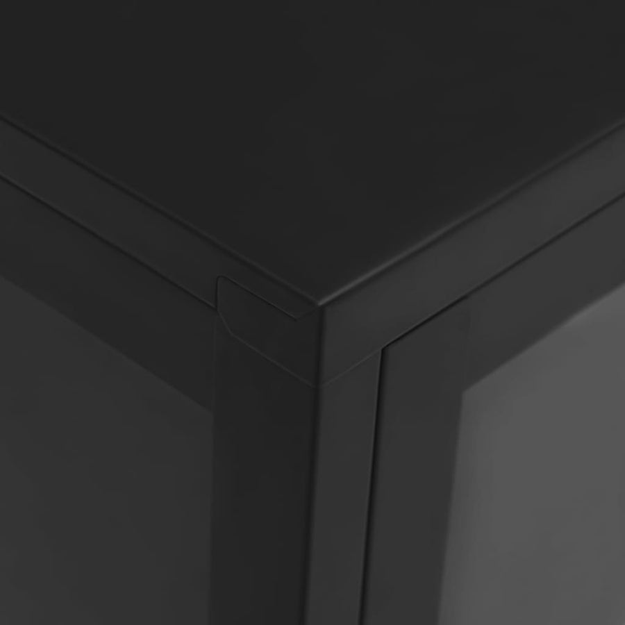 Dressoir 05X35X70 Cm Staal En Glas Zwart